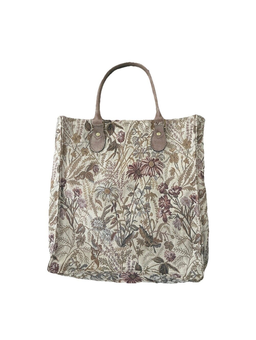 Pegasus Floral Tapestry Double Handled Suede Trim Handbag Carryon